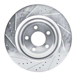 Ford Police Interceptor Utility Brake Rotor (1) - Rear Left - R1 Concepts - Drilled & Slotted - Silver - `20-`25 Ford Police Interceptor Utility Brake Rotor (1) - Rear Left - R1 Concepts - Drilled & Slotted - Silver - `20-`25